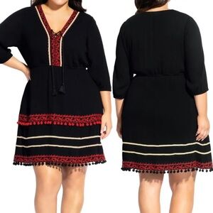NWOT City Chic Embroidered Pom Pom Dress 20